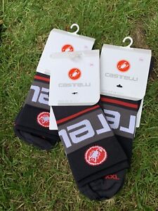 Castelli Ruota Socks, Brand New Sealed, Black Logo XXL Road Cycling