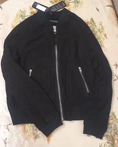 Lillie Flite Bomber Jacket Phantom Womens Large Superdry Real Leather Rrp£194.99 - Picture 1 of 10