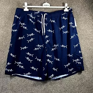 Old Navy Swim Trunks Shorts Men's 2XL Blue Shark Print Mesh Lined Drawstring - Picture 1 of 9