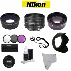 Nikon Nikkor 50mm F/1.8 AF Lens +ACCESSORY KIT FOR NIKON D3000 D3100 D3200 D90 - Picture 1 of 11