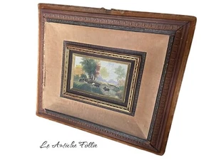 Quadro Antico - Scena Pastorale con Gregge e Alberi, Dipinto su Tela - Picture 1 of 4
