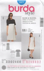 Conjunto de abrigo y vestido Burda patrón de costura 7077 detalle de contraste y costura talla 10-22 NUEVO - Imagen 1 de 14