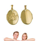 Medaillon Foto Amulett Schutz Engel Echt Gold 333 (8 Kt) mit vergoldeter Kette