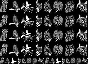 Wise Owls 48 pcs White Fused Glass Decals - Picture 1 of 2