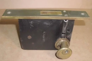 Antique Salvage! CORBIN 4-1/2" MORTISE LOCK w/CYLINDERS, NO KEYS - Picture 1 of 5