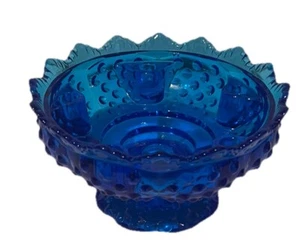 Vintage schöne Fenton Glas Kobaltblau Schuhnagel Pedastal Schale 6 Kerzenhalter - Bild 1 von 5