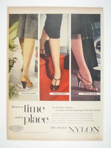 Dupont Nylon Stockings Sheer Fashion Women Shoes 1956 Vintage Print Ad - Picture 1 of 2