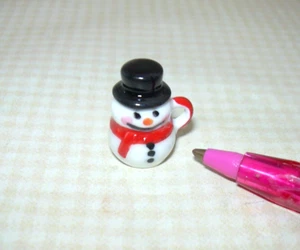 Miniature Snowman Mug w/Removable Black Top Hat Lid - DOLLHOUSE 1:12 Scale - Picture 1 of 2