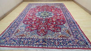 Large Persain Carpet Rug Hand Made Wool Vintage Living Room 11ft 9" x 7ft 5" - Picture 1 of 20