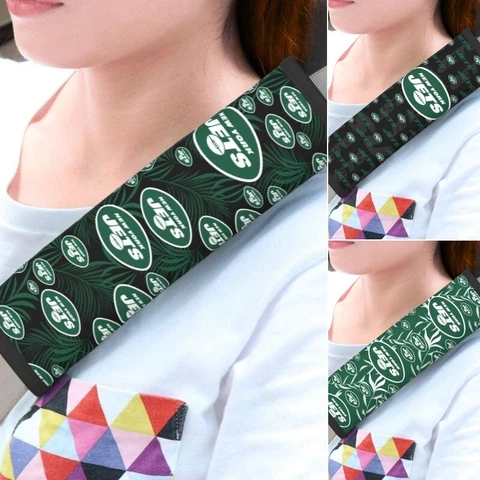 2pcs New York Jets Car Seat Belt Pad Shoulder Pad Cover Comfortable Driving Cover