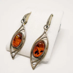 Pendientes de plata esterlina ámbar danés, pendientes de plata ámbar danés - Imagen 1 de 10