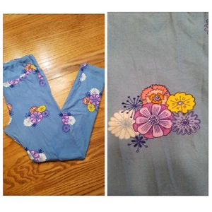 LuLaRoe Leggings OS One Size flower bunches on light blue - Picture 1 of 1