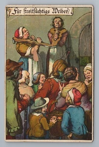 Humorous German Punishment Scene Crowd Illustration Vintage Postcard - Picture 1 of 2