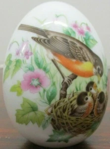 Huevo Avon, Robin con pájaros bebés en nido con flores, excelente estado - Imagen 1 de 4