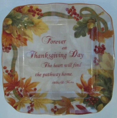 222 Fifth Autumn Celebration Thanksgiving Fine China Appetizer Plates Set of 4 - Image 1 of 2