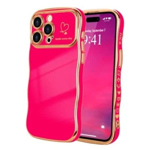 for Case for Women Girls, Cute Wave Frame Curly iPhone 14 Pro Max Hot Pink - Picture 1 of 7