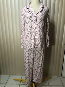 Alfani Pajama Set 3XL Long Sleeve Button Down Lounge Sleepwear PJs Pink Womens - Picture 1 of 7