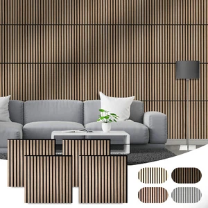 Wooden Wall Panels | Modern Acoustic Slat Wall Panelling | 60x60cm Panels 4 Pack - Picture 1 of 35