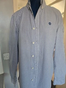 TIMBERLAND WHITE/BLUE CHECK L/S SHIRT SIZE M SLIM FIT - Picture 1 of 2