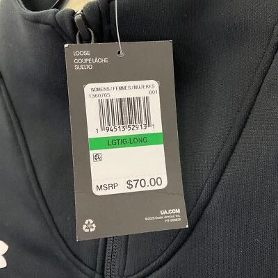 Under Armour Full Zip Jacket Womens Size L Tall Black Pockets - Image 1 of 4