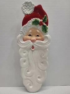 Fitz And Floyd Christmas Santa Server Snack Therapy 13" Holiday Tray Ceramic - Picture 1 of 5
