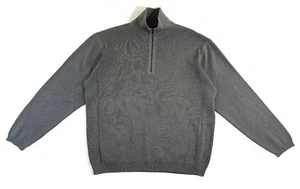 Tommy Bahama Half Zip Mock Neck Cotton Sweater Solid Grey Size Medium Mens - Picture 1 of 11