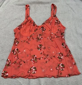 Camiseta sin mangas/camiseta bordada con lentejuelas coral S - Imagen 1 de 3