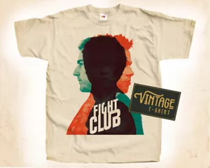 Fight Club V7 T SHIRT Tee Movie Poster Vintage Natural Tee sizes S to 5XL - Picture 1 of 2