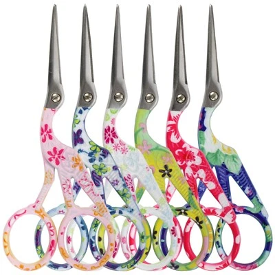 Stork Bird Embroidery Craft Colorful Stainless Steel Crane Scissors - Image 1 of 4