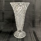 Vintage Kristall Diamant Muster Sockel Trompete Vase