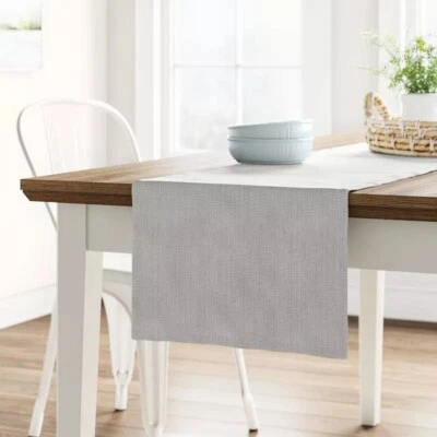Threshold 14 x 108 Cotton Blend Extended Length Solid Table Runner - Cream #620 - Image 1 of 4