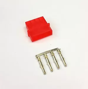 PK OF 5 - MALE 4 PIN MOLEX PC PSU POWER SUPPLY CONNECTOR - RED INC PINS - Picture 1 of 4