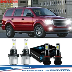 Kit combinado de 4 bombillas de 4 faros LED de 6000 k alto/lo + luz antiniebla para Dodge Durango 2005-09 - Imagen 1 de 10