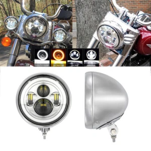 7" Round LED Headlight DRL & Housing Bucket For Honda Shadow Spirit 1100 750 - Foto 1 di 12