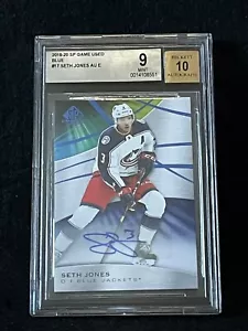 SETH JONES RARE AUTO 10 BGS 9 MINT 2019 SP Game Used Blue Columbus Blue Jackets - Picture 1 of 2