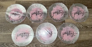 24 Small Appetizer Plates "It's My Party" Clear Pink Design Black Lettering - Picture 1 of 6