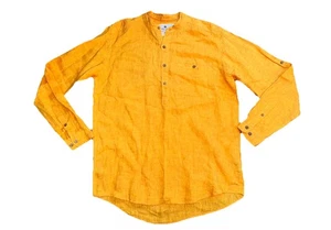 The Territory Ahead 100% Linen Orange Kurt’s Collar Henley Long Sleeve Shirt M - Picture 1 of 3
