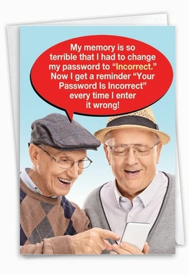 Humor- Incorrect Password -  Birthday Card - Friend Her Him Nobleworks - Image 1 of 2
