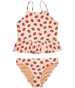 crewcuts by J.Crew L105303 Girls Pink Strawberry Peplum Tankini Swim Set Size 16 - Picture 1 of 4