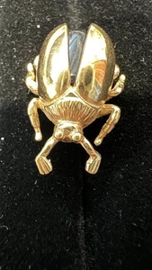 DAMEN 14k Gelbgold Käfer Anstecknadel Brosche KÄFER ONYX SCHWARZ SCHMUCK SKARABÄUS 4,7G - Bild 1 von 11
