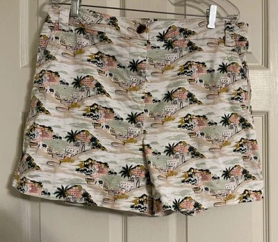 Boden Shorts Size 12 Womens Trees  City Town Cotton Khaki Chino Tan Baige - Image 1 of 4