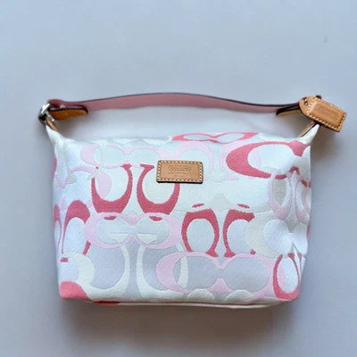 Coach Pink White Optic Mini Pouch Bag - Image 1 of 4