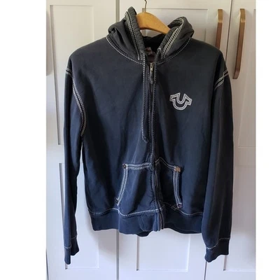 True Religion Hoodie Mens 3XL Triple Stitch Horseshoe QT Zip Vintage Jacket - Image 1 of 4