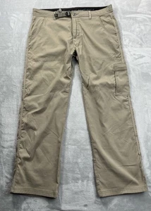 Prana Zion Pants Mens 38x30 (28 Inseam) Khaki Stretch Nylon Hiking Cargo Roll Up - Picture 1 of 12