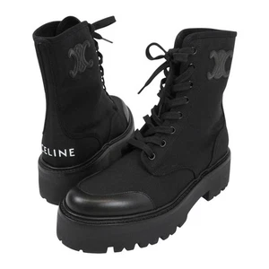 Celine Triomphe Leder Patch Bulky Schnürstiefel Nylon Bullskin Damen - Bild 1 von 10
