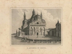 c1850 Basilica di SantAntonio Padova Padua Italien Italia Stahlstich-Ansicht - Picture 1 of 1