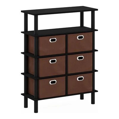 Furinno Frans Turn-N-Tube Engineered Wood Console Table in Black Oak/Brown - Image 1 of 4