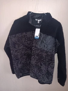Seven7 Pullover Damen Größe Large Multi Sherpa Fleece Reißverschluss Tasche Druckknopf Neu mit Etikett - Bild 1 von 1