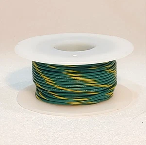 16 AWG Gauge UL1015 600 Volt Hook-up Wire GREEN w/ YELLOW STRIPE 25 feet NEW! - Picture 1 of 1