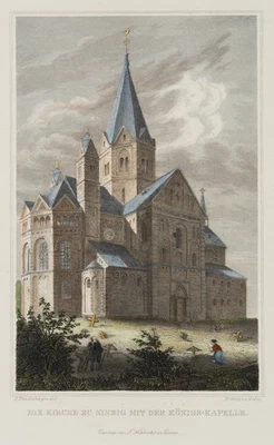 GRÜNEWALD (*1801) nach HUNDESHAGEN (19.Jhd), Kirche in Sinzig, um 1820, Sst. - Bild 1 von 4